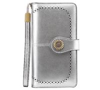 NTALJC Wallets for Women RFID Blocking Ladies Trifold Billfold Genuine Leather Long Ladies Large Capacity Ladies Travel Purse Wristlet Card Case Purse,T