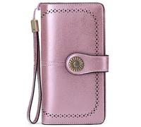 NTALJC Wallets for Women RFID Blocking Ladies Trifold Billfold Genuine Leather Long Ladies Large Capacity Ladies Travel Purse Wristlet Card Case Purse,O
