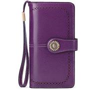 NTALJC Wallets for Women RFID Blocking Ladies Trifold Billfold Genuine Leather Long Ladies Large Capacity Ladies Travel Purse Wristlet Card Case Purse,U