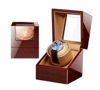 NTALJC Winder Automatic Single Winder for Men and Women Winding Case in Wood Shell and Leather with Super Quiet Motor and Multiple Rotation Modes(D) Atmosphere Winder