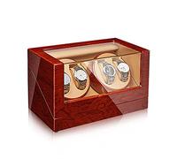 NTALJC Winder Display Box Wooden Automatic Winder for 4 Watches Display Case with Quiet Japanese Motor Piano Paint Exterior 4 Rotation Mode Dual Power Supply Winder