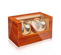 NTALJC Winder Display Box Wooden Automatic Winder for 4 Watches Display Case with Quiet Japanese Motor Piano Paint Exterior 4 Rotation Mode Dual Power Supply Winder