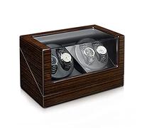 NTALJC Winder Display Box Wooden Automatic Winder for 4 Watches Display Case with Quiet Japanese Motor Piano Paint Exterior 4 Rotation Mode Dual Power Supply Winder