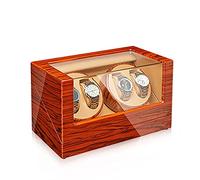 NTALJC Winder Display Box Wooden Automatic Winder for 4 Watches Display Case with Quiet Japanese Motor Piano Paint Exterior 4 Rotation Mode Dual Power Supply Winder