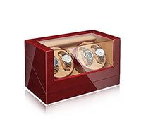 NTALJC Winder Display Box Wooden Automatic Winder for 4 Watches Display Case with Quiet Japanese Motor Piano Paint Exterior 4 Rotation Mode Dual Power Supply Winder
