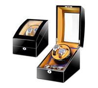 NTALJC Winder Winder for 2 Watches +3 Storage Piano Paint Exterior Quiet Motors Soft Flexible Pillows Battery Powered and AC Adapter Watches Display Box(A) Atmosphere Winder