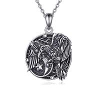 NTALJC Wolf/Owl/Dragon/Horse Viking Necklace Silver Wolf Viking Necklace for Men Abalone Shell Animal Jewelry for Women Men Unisex Birthday Gift