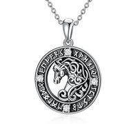 NTALJC Wolf/Owl/Dragon/Horse Viking Necklace Silver Wolf Viking Necklace for Men Abalone Shell Animal Jewelry for Women Men Unisex Birthday Gift
