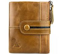 NTALJC Women Wallet Genuine Leather Purse Bifold Wallet RFID Blocking Mens Zipper Wallets Minimalist Zipper Coin Pocket with ID Window