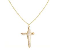 NTALJC women's Pearl Cross for Women/Silver Plated Big Chunky Cross Pendant Layered Freshwater Pearl s Gifts jewlery