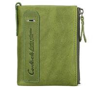 NTALJC Women's Small Bifold Leather Wallet RFID Blocking Leather Wallets for Men Front Pocket Wallet Travel Money Clip Minimalist Slim Purse with ID Window and Zipper Coin Purse