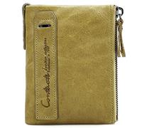 NTALJC Women's Small Bifold Leather Wallet RFID Blocking Leather Wallets for Men Front Pocket Wallet Travel Money Clip Minimalist Slim Purse with ID Window and Zipper Coin Purse