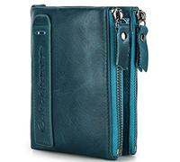 NTALJC Women's Small Bifold Leather Wallet RFID Blocking Leather Wallets for Men Front Pocket Wallet Travel Money Clip Minimalist Slim Purse with ID Window and Zipper Coin Purse