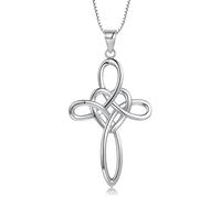 NTALJC women's Sterling Silver Celtic Knot Cross for Women Infinity Love Heart Pendant Celtic Gift for Birthday Christmas jewlery