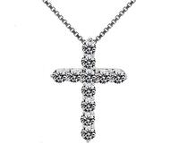 NTALJC Zircon Crystal Cross Pendant For Women Choker Engagement Sterling Silver Jewelry Wedding Party Gift