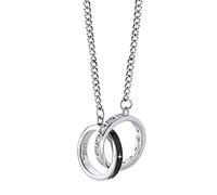 NTALJC Zirconia for Women, Mom Interlocking Circle Black Silver Rolo for Party Holiday