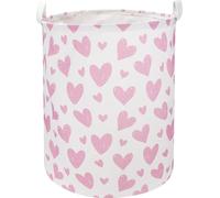 NTAOHAMPER Pink Heart Laundry Hamper, Laundry Basket, Girls Nursery Hamper,Waterproof Storage Bin for Bedroom,Clothes Organizer Basket, Room Decor(Pink Heart)