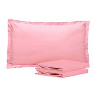 NTBAY 2 Pack 100% Brushed Microfiber Oxford Pillowcases, 1800 Super Soft and Cozy, Wrinkle, Fade, Stain Resistant King Oxford Pillow Cases | Hotel Quality Pillow Shams, 50x90 cm, Pink