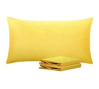 NTBAY 2 Pack 100% Brushed Microfiber Plain Pillowcases, 1800 Super Soft and Cozy, Wrinkle, Fade, Stain Resistant with Envelope Closure Bed Pillow Cases, 50x90 cm, Yellow
