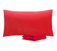 NTBAY 2 Pack 100% Brushed Microfiber Plain Pillowcases, 1800 Super Soft and Cozy, Wrinkle, Fade, Stain Resistant with Envelope Closure Bed Pillow Cases, 50x90 cm, Red