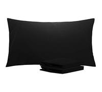 NTBAY 2 Pack 100% Brushed Microfiber Plain Pillowcases, 1800 Super Soft and Cozy, Wrinkle, Fade, Stain Resistant with Envelope Closure Bed Pillow Cases, 50x90 cm, Black