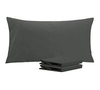 NTBAY 2 Pack 100% Brushed Microfiber Plain Pillowcases, 1800 Super Soft and Cozy, Wrinkle, Fade, Stain Resistant with Envelope Closure Bed Pillow Cases, 50x90 cm, Dark Grey