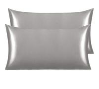NTBAY 2 Pack 40 x 80 cm Silk Satin Pillowcases for Hair and Skin, Luxury and Silky King Pillowcases with Envelope Closure, Dark Grey