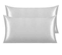 NTBAY 2 Pack 40 x 80 cm Silk Satin Pillowcases for Hair and Skin, Luxury and Silky Pillowcases with Envelope Closure, Silver Grey