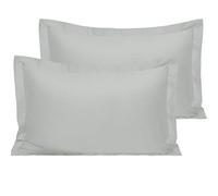 NTBAY 2 Pack 500 Thread Count 100% Egyptian Cotton Oxford Pillowcases, Super Soft and Breathable Euro Standard Pillow Cases | Hotel Quality Pillow Shams, 50x75 cm, Light Grey