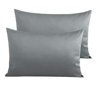 NTBAY 2 Pack 500 Thread Count 100% Egyptian Cotton Pillow Cases, Super Soft Cozy and Breathable Envelope Closure Standard Pillowcases, 50x75 cm, Grey