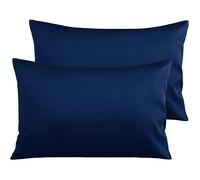 NTBAY 2 Pack 500 Thread Count 100% Egyptian Cotton Pillow Cases, Super Soft Cozy and Breathable Envelope Closure Standard Pillowcases, 50x75 cm, Navy