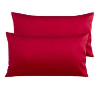 NTBAY 2 Pack 500 Thread Count 100% Egyptian Cotton Pillowcases, Super Soft Cozy and Breathable Envelope Closure King Pillow Cases, 50x90 cm, Red