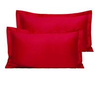 NTBAY 2 Pack 500TC Egyptian Cotton Pillow Shams, King 50x90 cm, Red | 500 Thread Count Sateen, Hotel Quality Oxford Pillowcases, Super Soft and Breathable, Envelope Closure