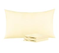NTBAY 2 Pack Brushed Microfiber King Pillowcases, 50x90 cm, Ivory | Microfiber Plain Pillow Cases with Envelope Closure, Soft and Cosy, Wrinkle, Fade, Stain Resistant, Machine Washable