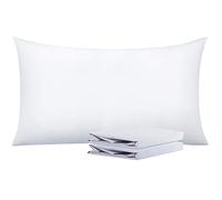 NTBAY 2 Pack Brushed Microfiber King Pillowcases, 50x90 cm, White | Microfiber Plain Pillow Cases with Envelope Closure, Soft and Cosy, Wrinkle, Fade, Stain Resistant, Machine Washable