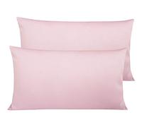 NTBAY 2 Pack Egyptian Cotton King Pillowcases, 50x90 cm, Pink | 500 Thread Count Sateen, Envelope Closure Pillow Cases, Super Soft Cozy and Breathable, Gets Softer with Wash