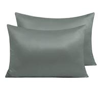 NTBAY 2 Pack Zippered Satin Pillow Cases for Hair and Skin, Luxury Standard Hidden Zipper Pillowcases Set of 2, 50x75 cm, Dark Grey