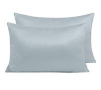 NTBAY 2 Pack Zippered Satin Pillow Cases for Hair and Skin, Luxury Standard Hidden Zipper Pillowcases Set of 2, 50x75 cm, Grey