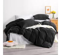 NTBAY 2-Piece 100% Brushed Microfiber Duvet Cover Set, Super Soft Black Bedding Set, Solid Color Zippered Comforter Cover with Ties and 1 Oxford Pillowcase (Single)