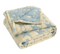 NTBAY 3 Layer Toddler Blanket, Muslin Cotton Jacquard Bed Blankets, Lightweight Thermal Baby Blanket, Super Soft and Warm Crib Blanket for All Seasons, Decoration Gift, 30"x40", Blue and Yellow Star
