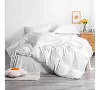 NTBAY 3-Piece 100% Brushed Microfiber Super King Duvet Cover Set, Super Soft White Bedding Set, Solid Color Zippered Comforter Cover with Ties and 2 Oxford Pillowcases