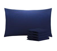 NTBAY 4 Pack 100% Brushed Microfiber Plain Pillowcases, 1800 Super Soft and Cozy, Wrinkle, Fade, Stain Resistant with Envelope Closure Bed Pillow Cases, 50x75 cm, Navy