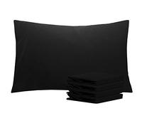NTBAY 4 Pack 100% Brushed Microfiber Plain Pillowcases, 1800 Super Soft and Cozy, Wrinkle, Fade, Stain Resistant with Envelope Closure Bed Pillow Cases, 50x75 cm, Black