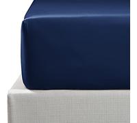 NTBAY 500TC Egyptian Cotton Double Fitted Sheet, Deep 12" / 30cm, Navy | 500 Thread Count Sateen, Soft Cozy and Breathable Bed Sheet, 12" / 30cm Deep Pocket, Full Elastic All Around, Easy Care