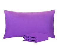 NTBAY Microfiber Plain Pillowcases, 2 Pack Soft Anti Wrinkle and Stain Resistant Envelope Closure King Pillow Cases, 50x90 cm, Purple