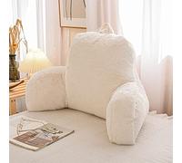 NTBED Reading Pillow Faux Fur Bed Wedge Backrest with Arms,Couch TV Relax Bed Rest Pillow Back Support Cushion for Kids Teens Boys Girls(Ivory)