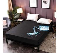 NTBED Waterproof Mattress Protector Cover Queen Size Deep Pocket Polyester Bed Cover Solid Color Fitted Sheet (60''x80'' (Black, Queen)