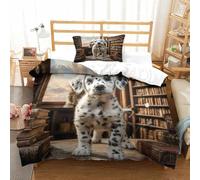 NTBSDVKDO 2 Pieces Soft Duvet Cover 3D Printed Cute Dog Quilt Covers Luxury Bedding Sets with 1 Pillowcase Hidden Zipper Polyester For Kids Teens Single（135x200cm）