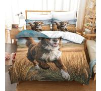 NTBSDVKDO 3 Pieces Comfortable Duvet Cover 3D Design Printed Cute Dog Quilt Covers Fashion Bed Set 2 Pillowcases Hidden Zipper Microfiber For Kids Teens Super King(260x220cm)