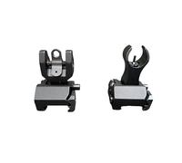 NTC ELITE HK Style Folding Back Up Iron Sight Set - Aircraft Aluminum, Stainless Steel Hardware, Hardcoat Anodized Finish - Flip-Up BUIS Front & Rear Sights Black Edition